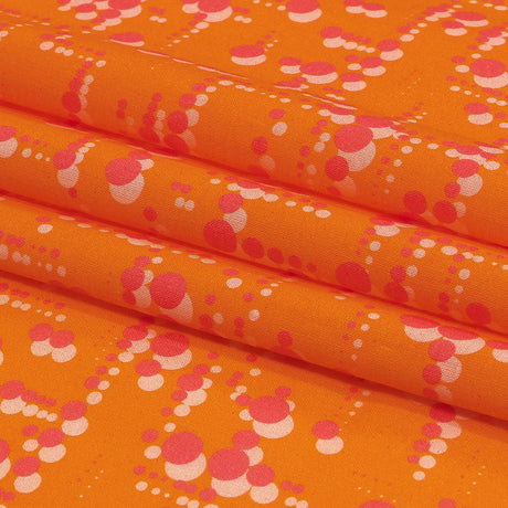 Cotton Voile - Orange and Pink Dot Lines - Spot of Sunshine Print - Mood Exclusive Citrus Collection