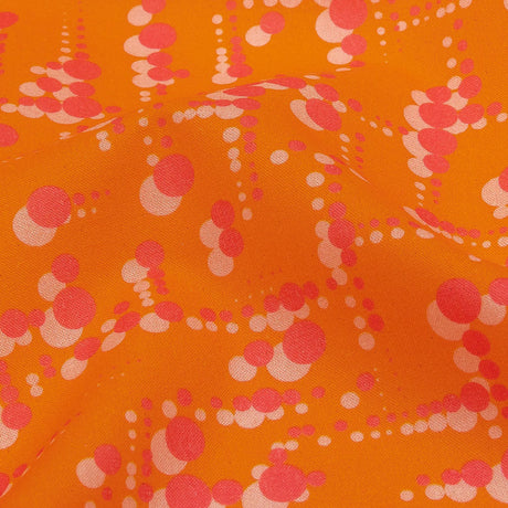 Cotton Voile - Orange and Pink Dot Lines - Spot of Sunshine Print - Mood Exclusive Citrus Collection