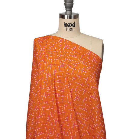 Cotton Voile - Orange and Pink Dot Lines - Spot of Sunshine Print - Mood Exclusive Citrus Collection