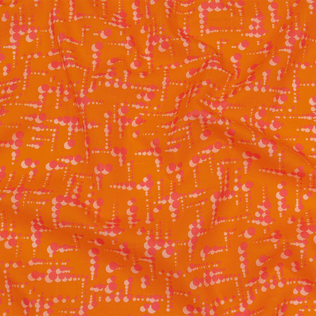 Cotton Voile - Orange and Pink Dot Lines - Spot of Sunshine Print - Mood Exclusive Citrus Collection