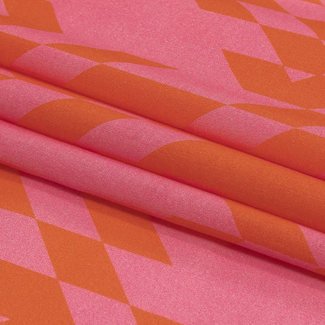 Cotton Voile - Orange and Pink Geometric - Orange You Glad Print - Mood Exclusive Citrus Collection