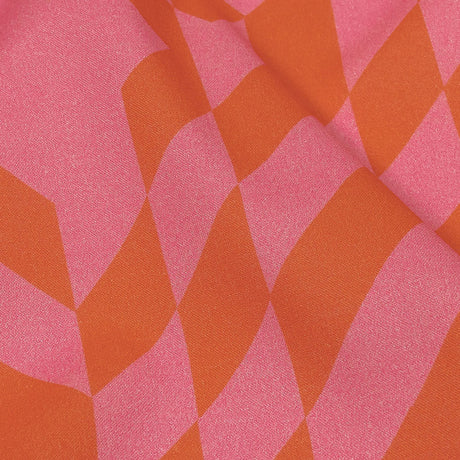 Cotton Voile - Orange and Pink Geometric - Orange You Glad Print - Mood Exclusive Citrus Collection