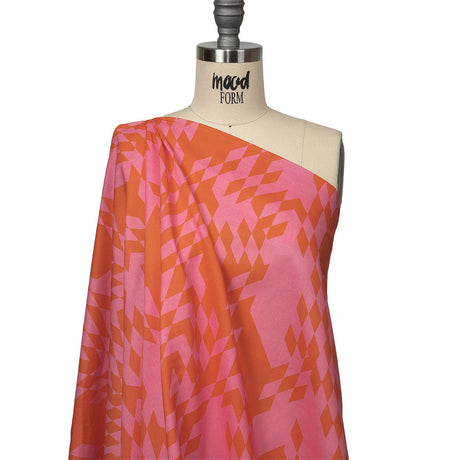 Cotton Voile - Orange and Pink Geometric - Orange You Glad Print - Mood Exclusive Citrus Collection
