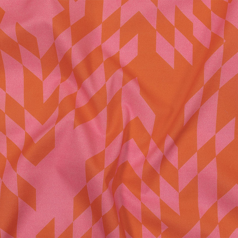 Cotton Voile - Orange and Pink Geometric - Orange You Glad Print - Mood Exclusive Citrus Collection