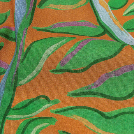 Cotton Voile - Orange and Green Foliage - Looking Vine Print - Mood Exclusive Citrus Collection