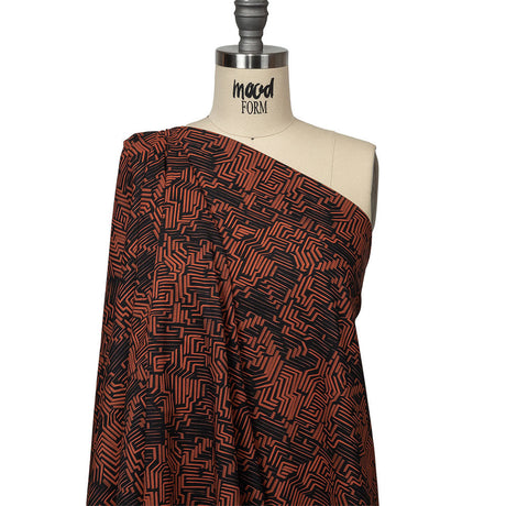 Cotton Voile - Black and Orange Geometric Lines - Ci-Trust the Process Print - Mood Exclusive Citrus Collection
