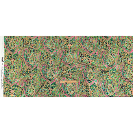 Cotton Voile - Black and Green Paisley - Hippy Shake Print - Mood Exclusive Citrus Collection