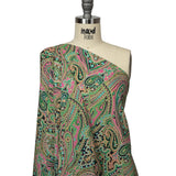Cotton Voile - Black and Green Paisley - Hippy Shake Print - Mood Exclusive Citrus Collection