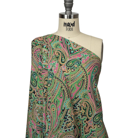 Cotton Voile - Black and Green Paisley - Hippy Shake Print - Mood Exclusive Citrus Collection