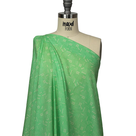 Cotton Voile - Green Circuit Board Dots - Circuit Breaker Print - Mood Exclusive Citrus Collection