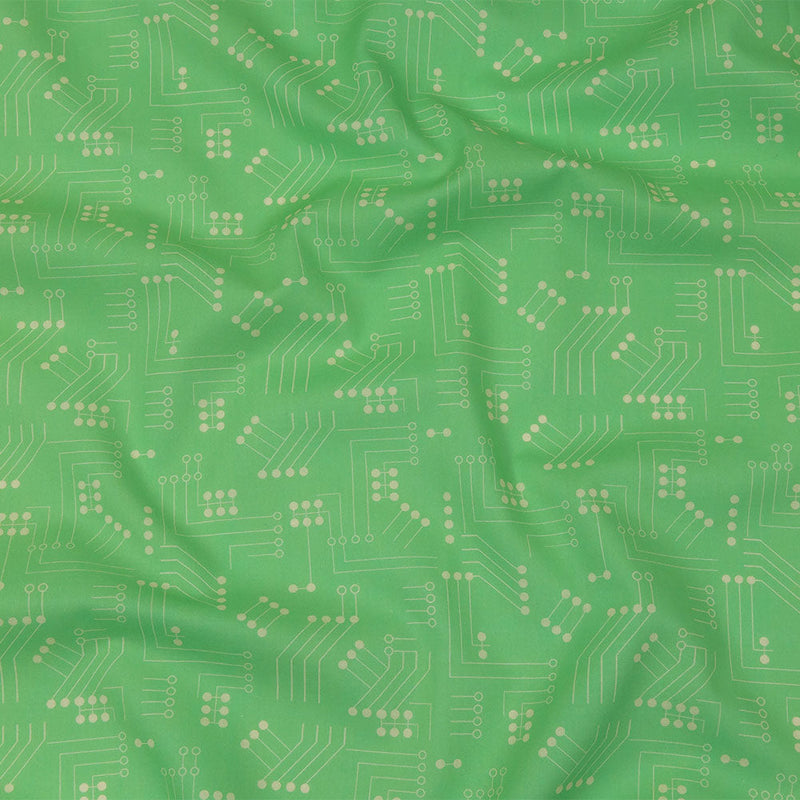 Cotton Voile - Green Circuit Board Dots - Circuit Breaker Print - Mood Exclusive Citrus Collection