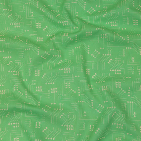 Cotton Voile - Green Circuit Board Dots - Circuit Breaker Print - Mood Exclusive Citrus Collection