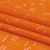 Cotton Voile - Orange Circuit Board Dots - Circuit Breaker Print - Mood Exclusive Citrus Collection