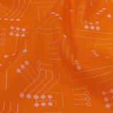 Cotton Voile - Orange Circuit Board Dots - Circuit Breaker Print - Mood Exclusive Citrus Collection