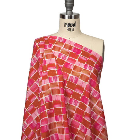 Cotton Voile - Pink Painted Squares - Swatch Me Print - Mood Exclusive Citrus Collection