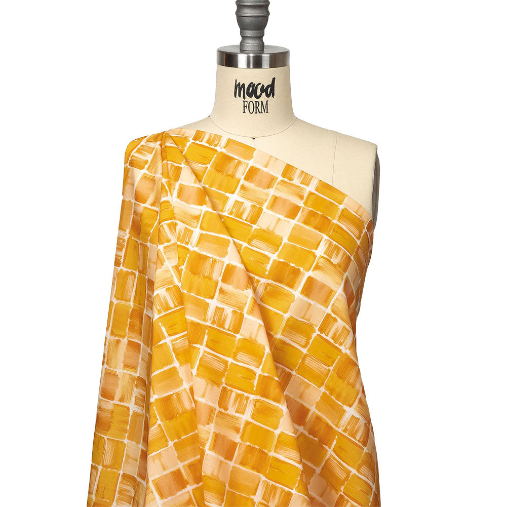 Cotton Voile - Yellow Painted Squares - Swatch Me Print - Mood Exclusive Citrus Collection