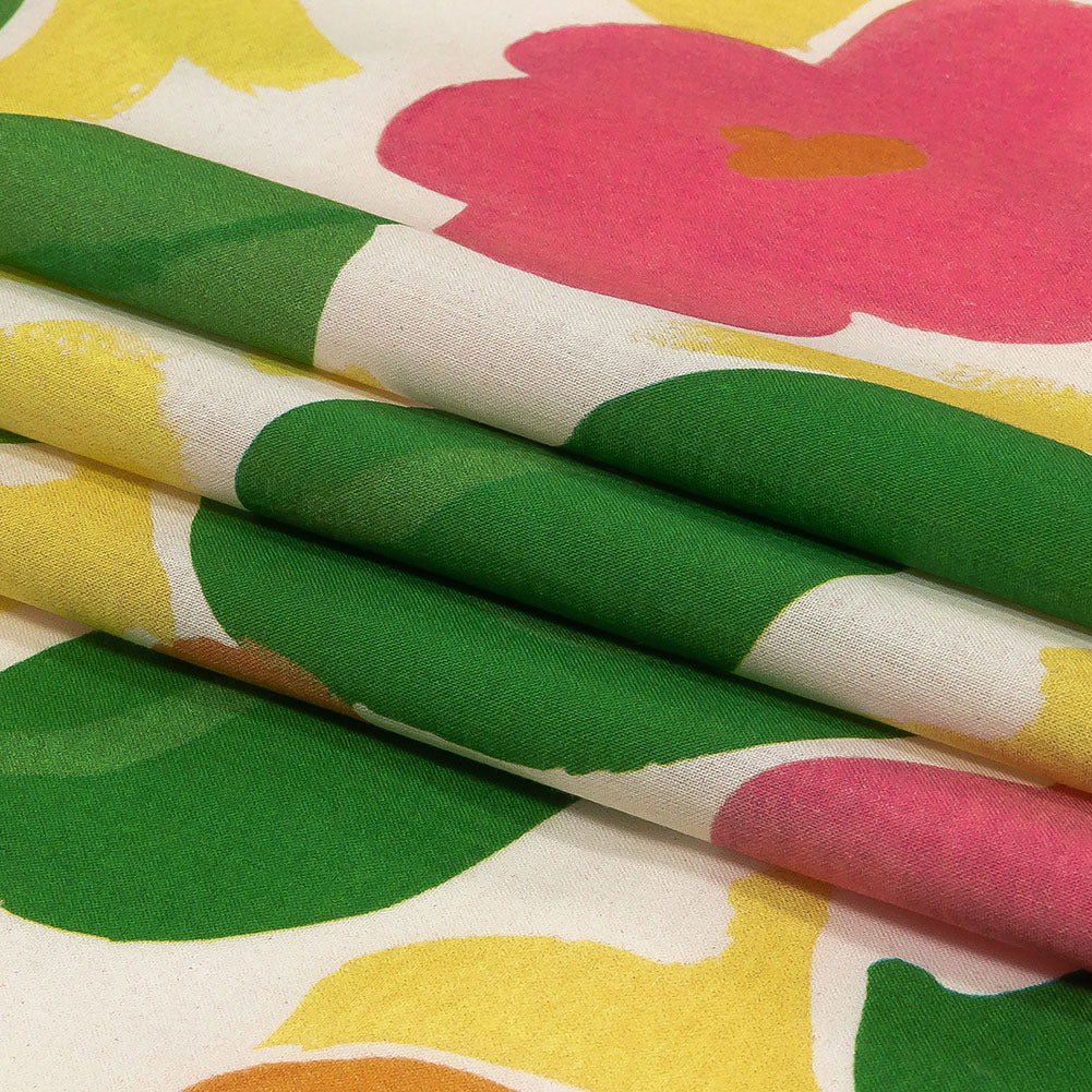 Cotton Voile - Pink and Orange Simplistic Floral - Chalk Party Print - Mood Exclusive Citrus Collection