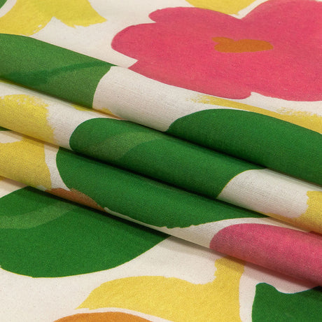 Cotton Voile - Pink and Orange Simplistic Floral - Chalk Party Print - Mood Exclusive Citrus Collection