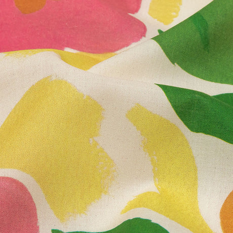 Cotton Voile - Pink and Orange Simplistic Floral - Chalk Party Print - Mood Exclusive Citrus Collection