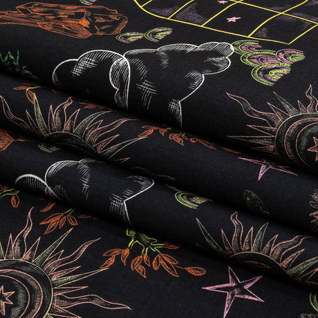 Cotton Voile - Black Trees and Windows - Summer Nights Print - Mood Exclusive Citrus Collection