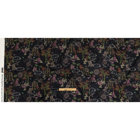 Cotton Voile - Black Trees and Windows - Summer Nights Print - Mood Exclusive Citrus Collection