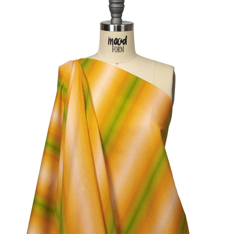 Cotton Voile - Green and Yellow Gradient Stripes - Marmalade Parade Print - Mood Exclusive Citrus Collection