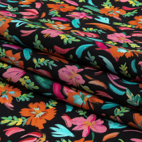 Cotton Voile - Pink, Blue and Black Floral - Confetti Fete Print - Mood Exclusive Citrus Collection
