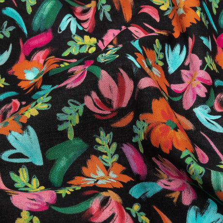 Cotton Voile - Pink, Blue and Black Floral - Confetti Fete Print - Mood Exclusive Citrus Collection