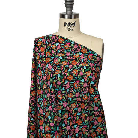 Cotton Voile - Pink, Blue and Black Floral - Confetti Fete Print - Mood Exclusive Citrus Collection