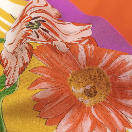 Cotton Voile - Orange and Pink Floral - Golden Garden Print - Mood Exclusive Citrus Collection