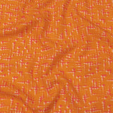 Linen and Rayon Woven - Orange and Pink Dot Lines - Spot of Sunshine Print - Mood Exclusive Citrus Collection