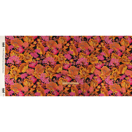 Linen and Rayon Woven - Black, Pink and Yellow Floral - Tangerine Dreams Print - Mood Exclusive Citrus Collection