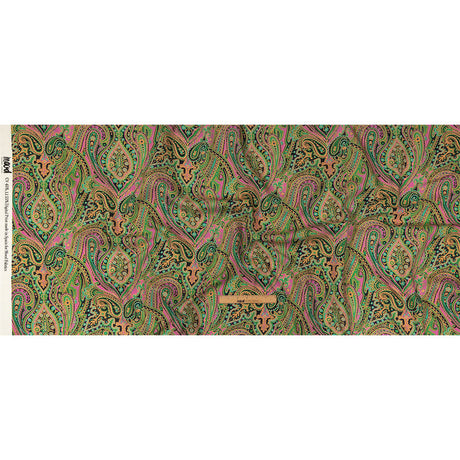 Linen and Rayon Woven - Black and Green Paisley - Hippy Shake Print - Mood Exclusive Citrus Collection