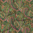 Linen and Rayon Woven - Black and Green Paisley - Hippy Shake Print - Mood Exclusive Citrus Collection