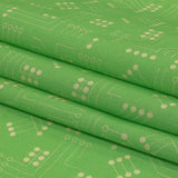 Linen and Rayon Woven - Green Circuit Board Dots - Circuit Breaker Print - Mood Exclusive Citrus Collection