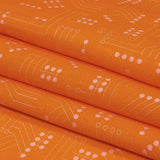 Linen and Rayon Woven - Orange Circuit Board Dots - Circuit Breaker Print - Mood Exclusive Citrus Collection