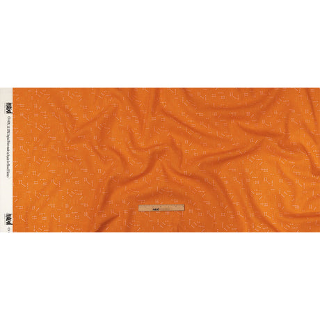 Linen and Rayon Woven - Orange Circuit Board Dots - Circuit Breaker Print - Mood Exclusive Citrus Collection