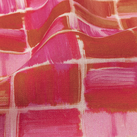 Linen and Rayon Woven - Pink Painted Squares - Swatch Me Print - Mood Exclusive Citrus Collection