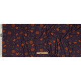 Linen and Rayon Woven - Purple and Orange Pumpkins and Flowers - Chrysanthemum Crisp Print - Mood Exclusive Jack-O-Lantern Collection