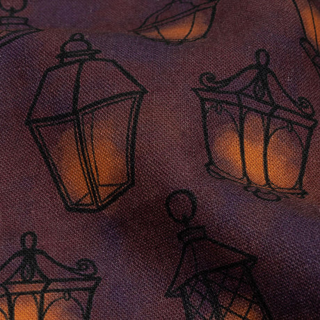 Linen and Rayon Woven - Purple Lanterns - By Lantern Light Print - Mood Exclusive Jack-O-Lantern Collection