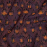 Linen and Rayon Woven - Purple Lanterns - By Lantern Light Print - Mood Exclusive Jack-O-Lantern Collection