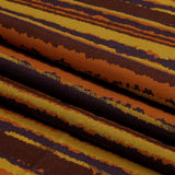 Linen and Rayon Woven - Purple, Orange and Yellow Stripes - Foliate Pathways Print - Mood Exclusive Jack-O-Lantern Collection