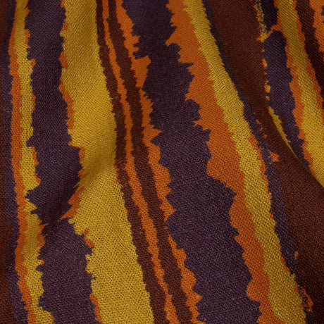 Linen and Rayon Woven - Purple, Orange and Yellow Stripes - Foliate Pathways Print - Mood Exclusive Jack-O-Lantern Collection