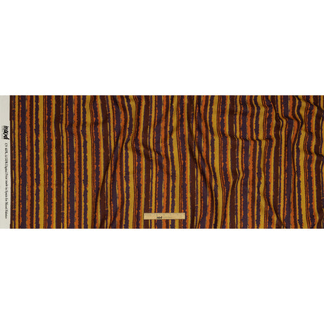 Linen and Rayon Woven - Purple, Orange and Yellow Stripes - Foliate Pathways Print - Mood Exclusive Jack-O-Lantern Collection