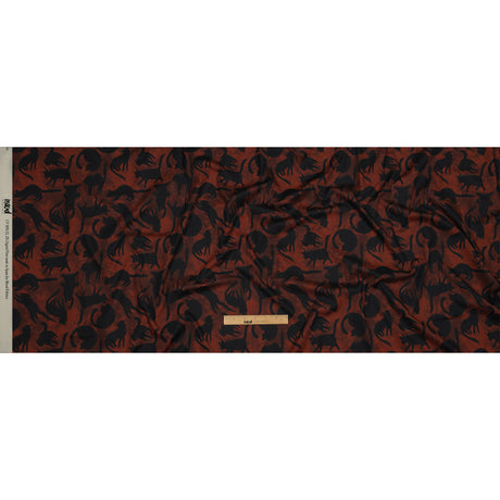 Stretch Cotton Poplin - Red and Black Cats - Black Cat Print - Mood Exclusive Nevermore Collection