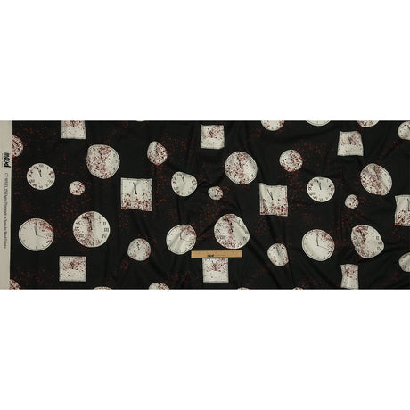 Stretch Cotton Poplin - Clocks and Blood Splatter - The Masque Print - Mood Exclusive Nevermore Collection