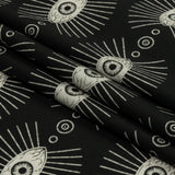 Stretch Cotton Poplin - Black and WhiteLines of Eyes - Tell Tale Print - Mood Exclusive Nevermore Collection
