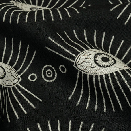 Stretch Cotton Poplin - Black and WhiteLines of Eyes - Tell Tale Print - Mood Exclusive Nevermore Collection