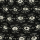 Stretch Cotton Poplin - Black and WhiteLines of Eyes - Tell Tale Print - Mood Exclusive Nevermore Collection