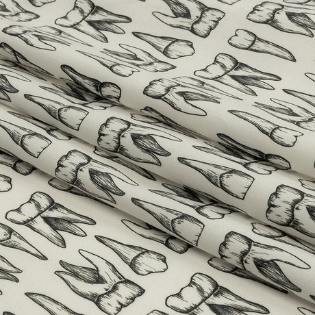 Stretch Cotton Poplin - White and Black Teeth - Berenice Print - Mood Exclusive Nevermore Collection